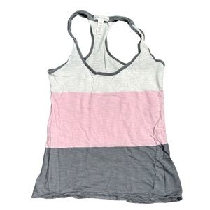 ambiance apparel EUC White Pink Grey Racerback Tank-top Size Small 100% Cotton